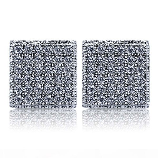 

hiphop earrings gold for men bling ice out cubic zirconia hip hop jewelry 18k gold plated ear rings 8mm, Silver