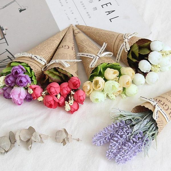 

european style kraft paper artificial flower creative home decoration mini bouquet simulation flower gift for women wedding1