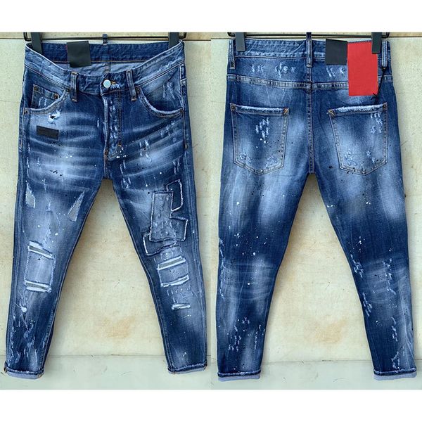 

mens jeans rips stretch denim jeans italy fashion slim fit washed motocycle denim pants panelled hip hop trousers style o4ch, Black