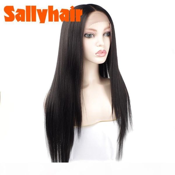 

ombre color mixed colors synthetic lace front wigs ear to ear middle part long straight hair style lace hair wig black brown