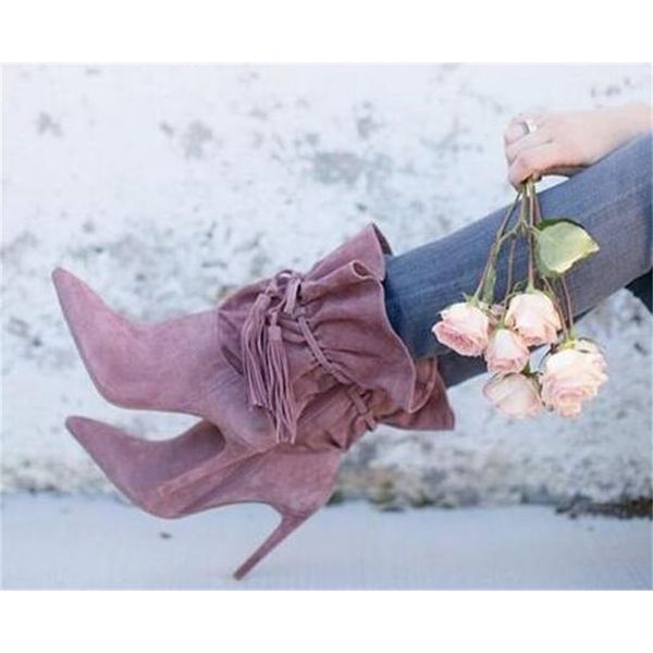 

fashion spring leather warm camour women dot toe mid-calf boots ladies tie up women's high leaping elegant n37y, Black