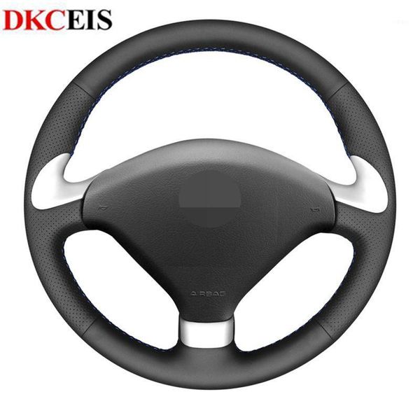 

car steering wheel cover for 307 cc 2004 - 2007 hand-sewing black artificial leather steering wheel cover1