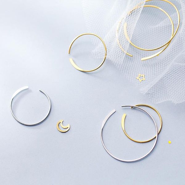 

colusiwei genuine 925 sterling silver big hoop earrings for women minimalist simple ear hoops fashion silver jewelry 2020 new, Golden;silver