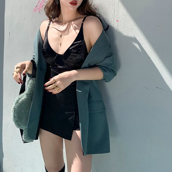 

2021 new super beautiful mercuriated float restricted joker body bodysuit style magro high street solid a7zi, Black;white