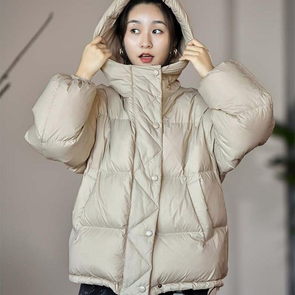 

90 white duck down jacket is natural yards short fat younger sister the new winter 2021 black bread served warm coat