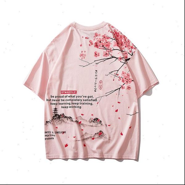 

cotton harajuku pink t shirt women kawaii sakura japanese t shirt couple clothes girl teens tshirt 2021 short sleeve good, White