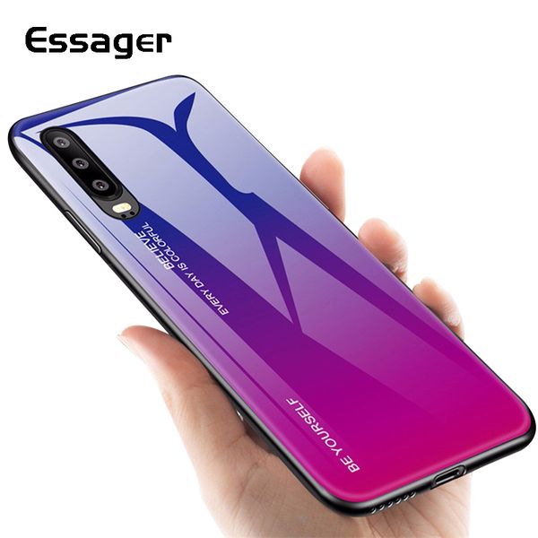 

essager gradient tempered glass phone case mate 20 p30 p20 pro lite shell back cover for huawei honor 8x coque fundas