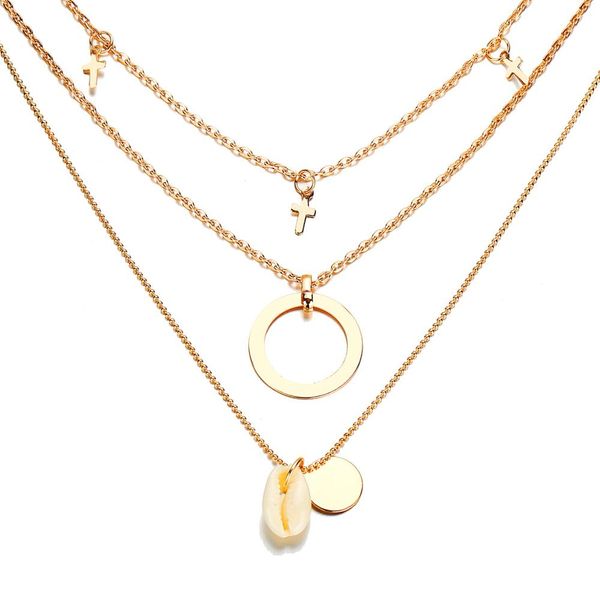 

horn heart imitation pearls jewelry copper choker multi layer necklace for women boho layering chokers necklace pendant girl, Silver