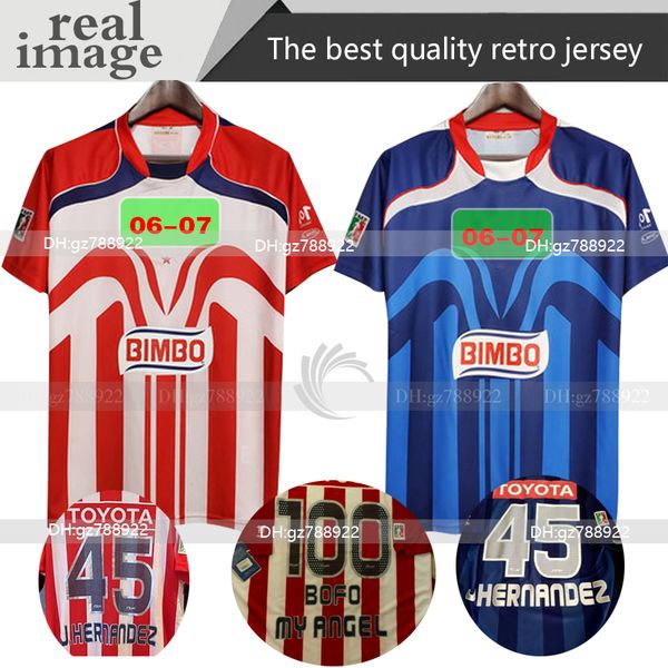 

2006 2007 chivas retro guadalajara soccer jerseys 06/07 chivas regal o.peralta i.brizuela a.pulido soccer shirt a.vega football uniform red, Black;yellow