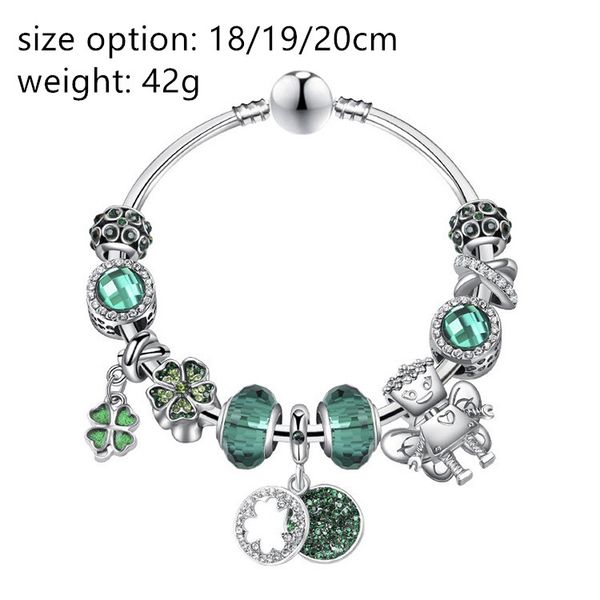 

factory new pandor boutique amazon selling small fresh four-leaf clover bracelet boutique diy large hole glass beads bracelets wholesale, Golden;silver