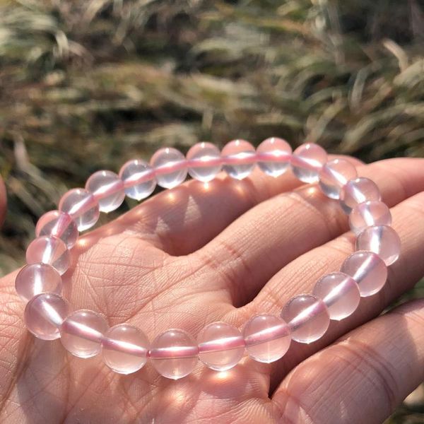 

beaded, strands natural star rose quartz bracelet round beads crystal healing stone high grade fashion women jewelry gift, Black