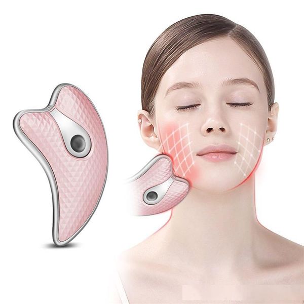 

new electric vibration heating beauty facial lifting micro-current scraping instrument guasha thin face massager scraping tool, Black;white