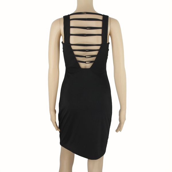 

womens fashion dressblack and red autumn backless hollow seamless strap dress 957q, Black;gray