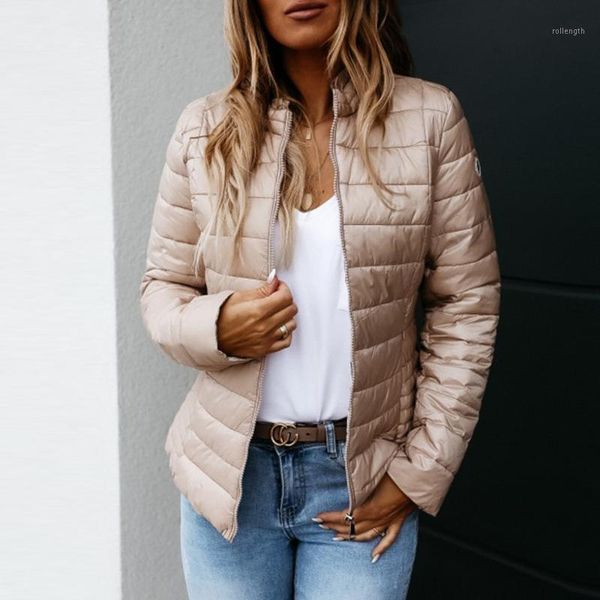 

2020 autumn coat women outwear fashion trend jacket ultralight short parkas casual female zipper warm thin cotton coat1, Black