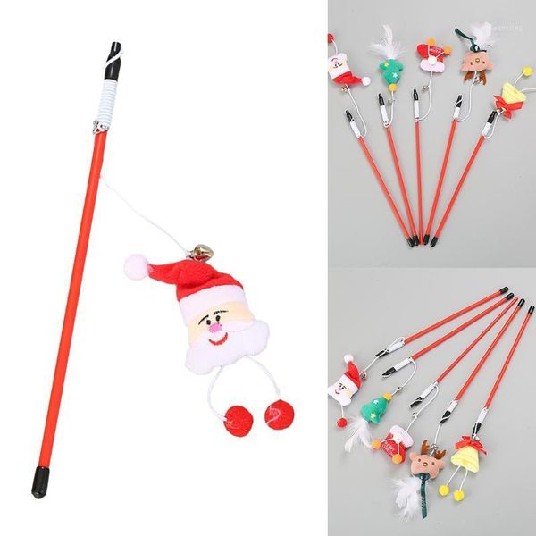 

creative christmas cat teaser wand cute cartoon funny christmas tree santa claus cat teaser toy interactive toy pet supplies1