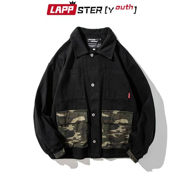 

men's jackets lappster patchwork camo coats 2021 men harajuku cargo jacket windberaker korean fashion streetwear hip hop bomber, Black;brown