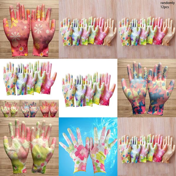 

factoryaeor12pairs durable non-slip planting gardening for work with colorful printing hand protecter garden gloves