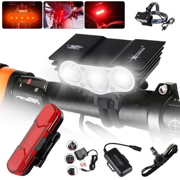 

bike lights 4 mode 1500 lm 3 led lamp beads front bicycle light cycling accessories for bicycle+10400mah battery+taillight1