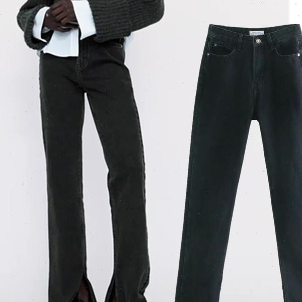 

withered england style high street washed jeans woman high waist jeans forking flare jeans for women for women, Black;white