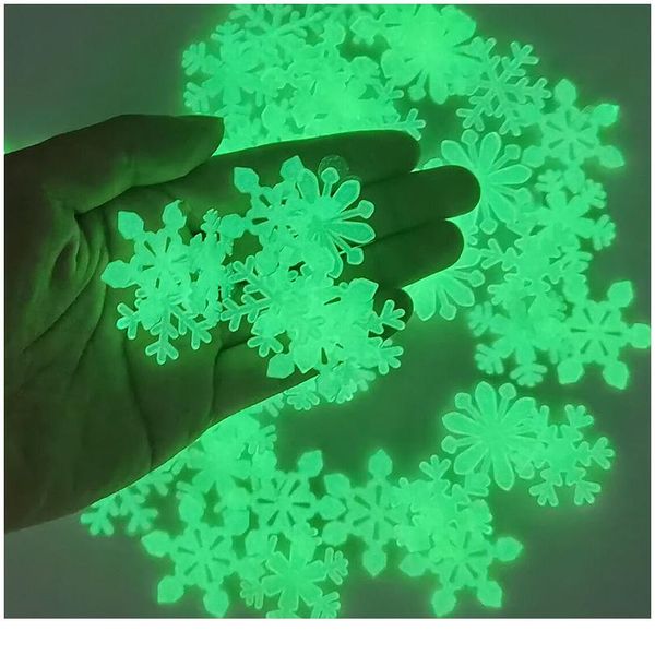 

50 шт. 3d снежинка светящиеся стены стикер флуоресцентный свечение в темноте наклейки на стену для домой детская комната спальня christm wmt