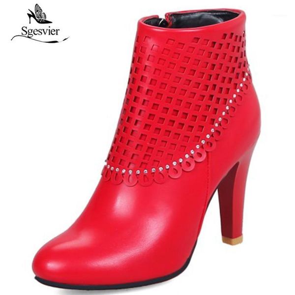 

sgesvier fashion ankle boots side zipper winter boots 2020 new women's spike high heel shoes pointed toe female shoes ox8091, Black
