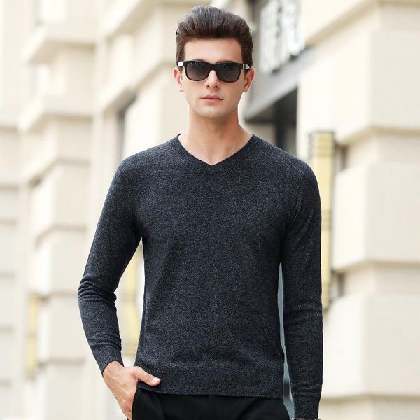 

men's fall and winter new pullover sweater cashmere sweater fashion casual 1901, White;black