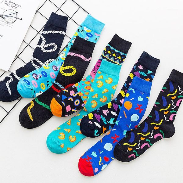 

hip hop men socks cotton funny crew socks cartoon animal fruit dog women novelty gift for spring autumn winter1, Black