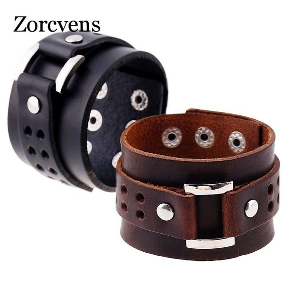 

charm bracelets modyle double layer men wide cuff leather bracelet vintage & bangles fashion punk wristband jewelry gift, Golden;silver