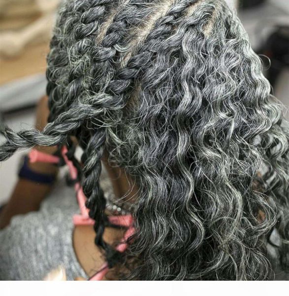 

salt and pepper curly ponytail natural hair silver grey relaxed wavy human ponytail hair extension drawstring ponytails human hair sale, Black