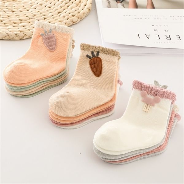 

1 pair baby boys girls cartoon decorative cotton kids soft newborn socks clothes accessories y201009, Pink;yellow
