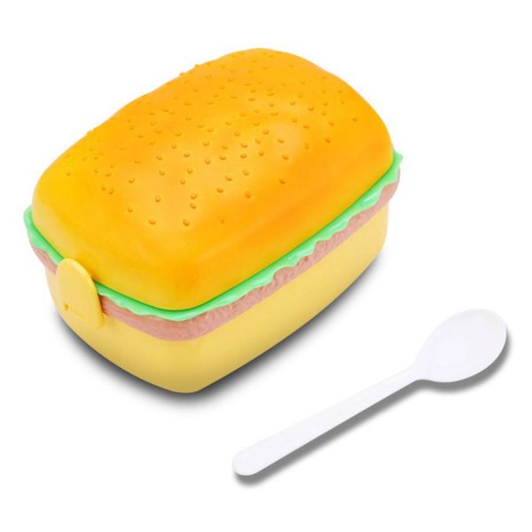 

1 шт. детская фигура burger box premium cute hamburger двухслойное служба для обеда сейма для обеда с вилкой детская школьная еда контейнер