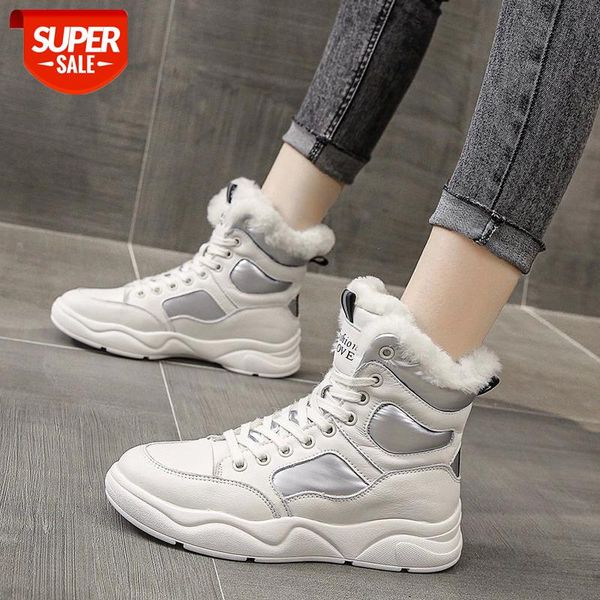 

lucyever thicken plush warm snow boots women waterproof pu leather winter shoes woman non slip flat platform ankle boots ladies #tg29, Black