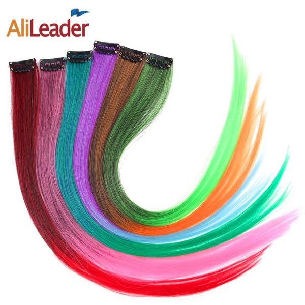 

alileader product 1 шт. 1 клип в синтетических наращиваниях волос оммре 20 цветов 50см длинный прямой клип на кусочки волос wom sqcexh, Black