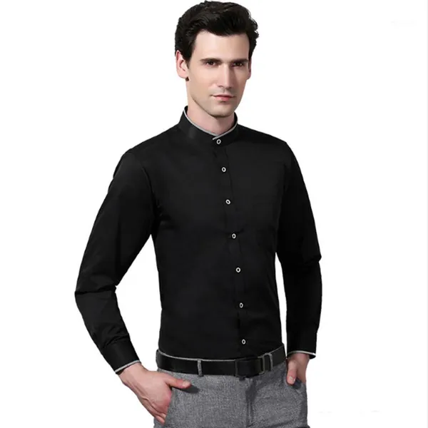 

men formal business round neck white long sleeve shirt blusas blouse camisa masculina bluzki bluzka koszula chemise longu1, White;black