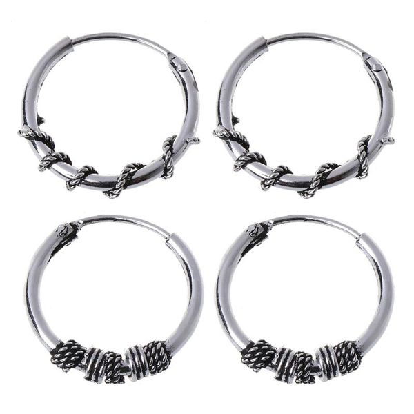 

javrick 1pair simple minimalist punk metal hoop circle earrings vintage slivery jewelry, Golden;silver