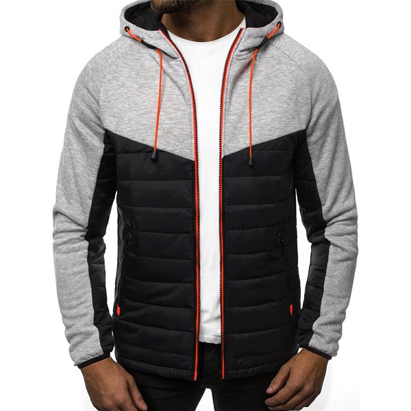 

casual hoody spliced jacket printed men hoodies sweatshirts fashion coat hooded cardigan plus fleece clothes kg-35, Black