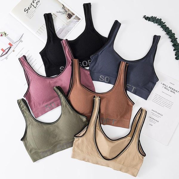 

gym clothing letter seamless push up sports bra u-shaped back fitness yoga vest tank sheeping running workout, White;black