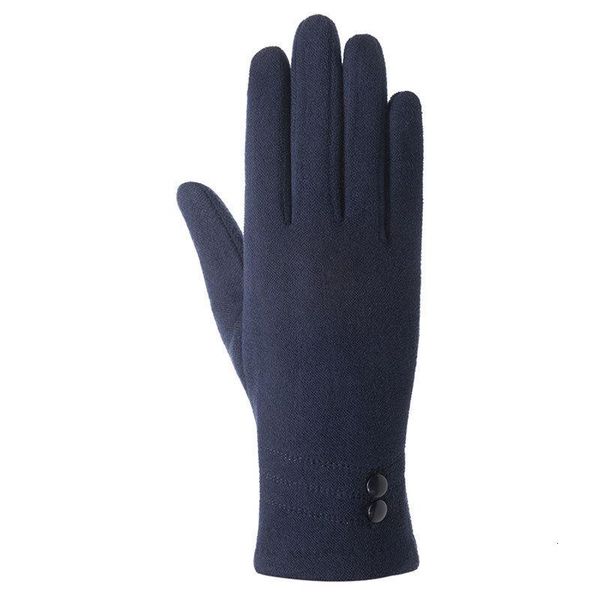 

five fingers gloves female suede velvet winter plus thick warm mittens lady girls cycling touch screen luva feminina, Blue;gray