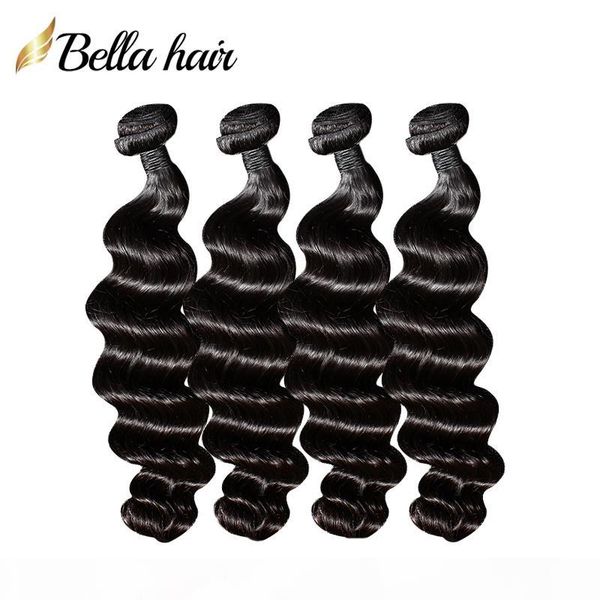 

bella hair 4шт лот бразильские наращивания волос индийские необработанные 8а человеческие волосы пучки свободные глубокая волна натуральный, Black