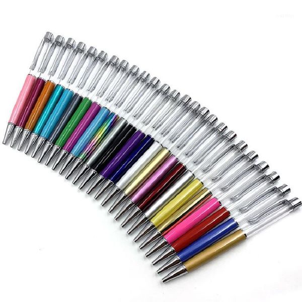 

diy hand-made writing smooth metal ballpoint pen creative handmade quicksand oil advertising pen 20pcs/lot1, Blue;orange