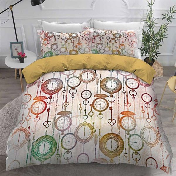 

bedding sets helengili 3d set clock print duvet cover bedcloth with pillowcase bed home textiles #zhong171