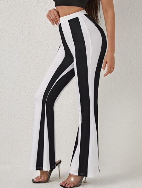 

high waisted two tone flare leg pants w2ml#, Black;white