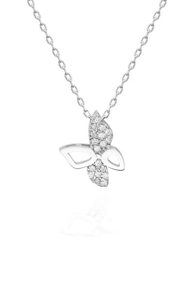 

certified cubic zirconia tiny butterfly 925 silver necklace