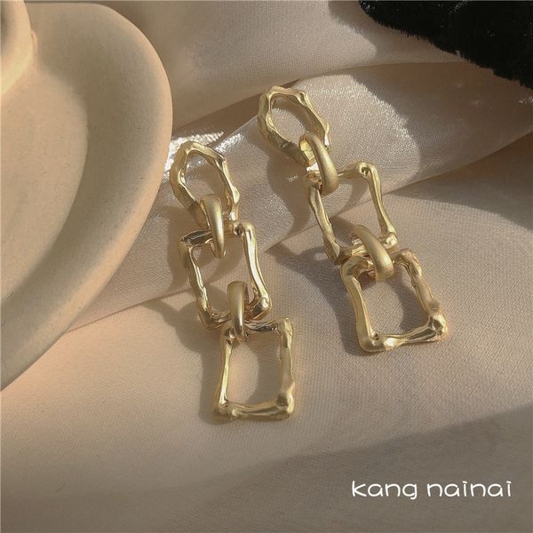 

advanced simple earrings ~ long cool wind metal chain geometric exaggeration earrings, Silver