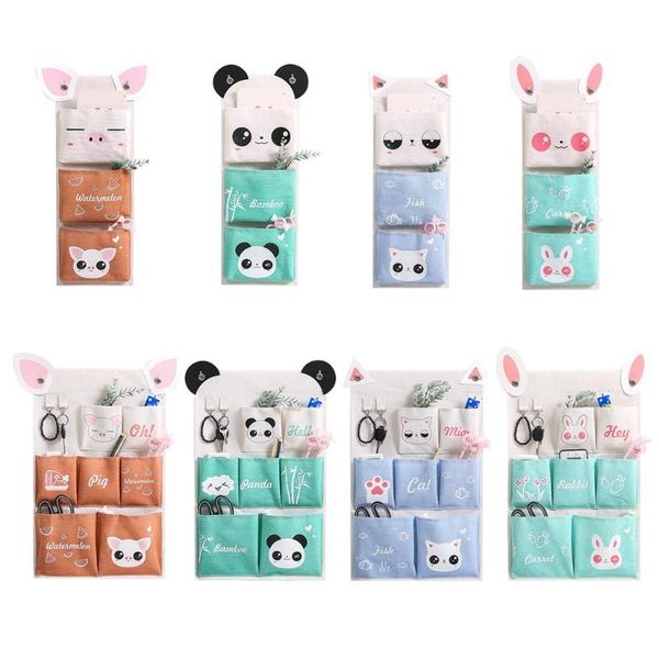 

3/7 pockets wall hanging storage bag waterproof cartoon bedroom sundries pouch w8ea