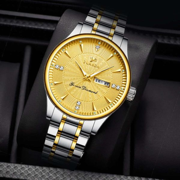 

net man's watch 2021. red tiktok live double calendar luminous waterproof men's watch quartz watch, Slivery;brown