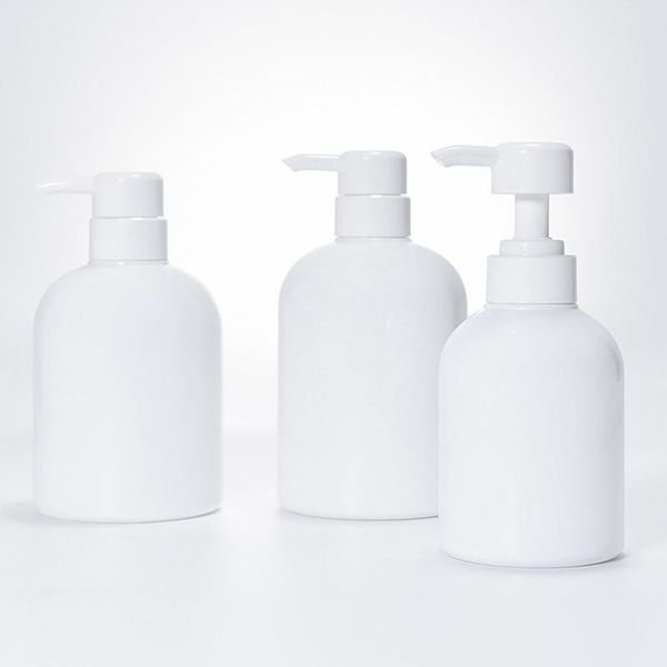 

bath accessory set white flat shoulder plastic bottle empty cosmetic container , shampoo lotion packaging