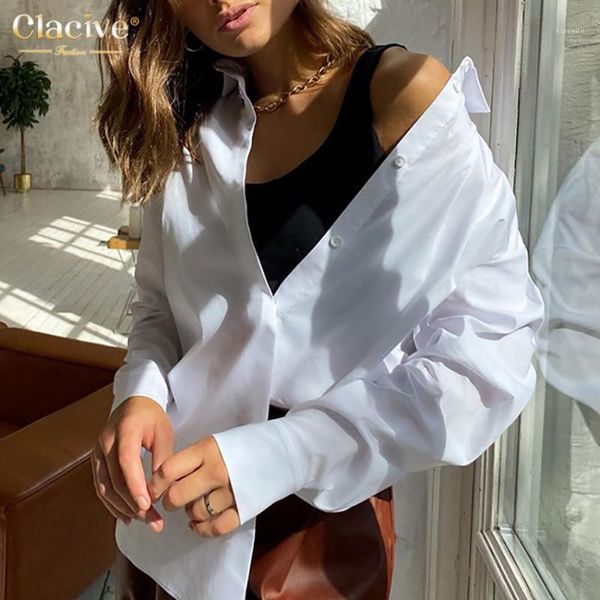 

clacive fashion long sleeve women's blouse casual white turn-down collar office women's shirt female elegant loose ladies 1