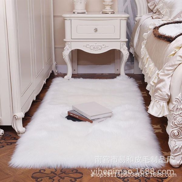 

5 colors super soft pure blanket kitchen bed shiny sheepskin washable rugs faux fur mats wool carpet washable wj721