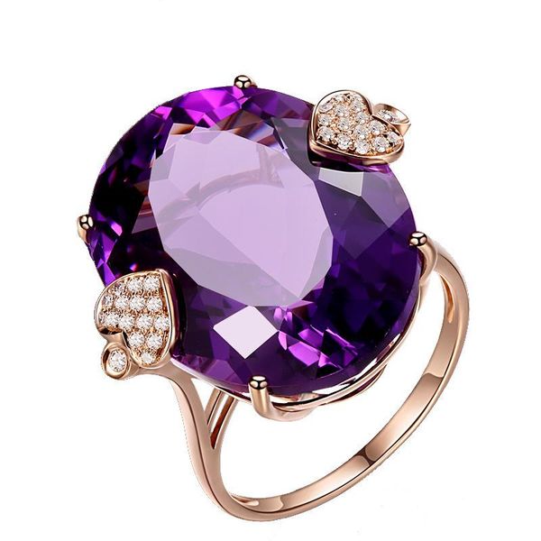 

cluster rings moonrocy rose gold color cz purple crystal wedding oval heart party ring jewelry for women drop wholesale, Golden;silver